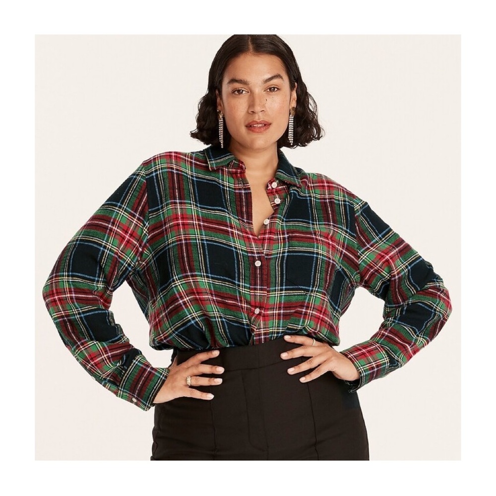 J. Crew Plaid Button Down Shirt - Red, Green, Black